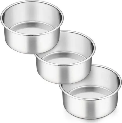 Zdjęcie produktu dla Zestaw okrągłych foremek do ciast, 3 szt. – stal nierdzewna, 16 cm