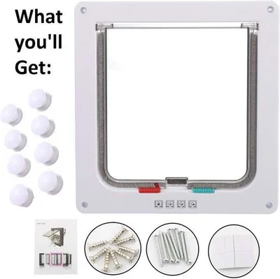 Obrázek produktu pro Malý výstup pro psy a kočky 19 x 20 cm, čtyřnásobné magnetické zavírání, bílý, střední