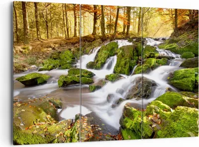 Produktbild von Bild auf Leinwand - Leinwandbild - Sonne Berg Bach Park - 165x110cm - Wand Bild - Wanddeko - Leinwanddruck - Bilder - Kunstdruck - Wanddekoration - Leinwand bilder - Wandkunst - CE165x110-2636