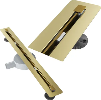 Produktbild von Granitan | Lineare Duschrinne 70 cm aus Stahl Luno Gold | Unter der Fliese | Elegantes Design | Einfache Installation