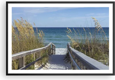 Produktbild von Gerahmtes Poster - Schwarzer Rahmen - Strand Düne Strecke - 91,5x61 cm - Wand Bild - Wanddeko - Wandbilder - Kunstposter - Wandposter - Bilderrahmen - Bilder - Kunstdruck - Wandbild - P2BAA91x61-4180