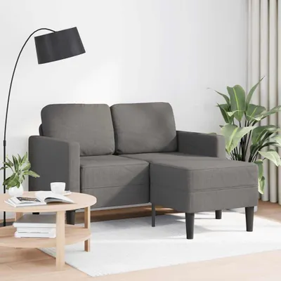 Image de vidaXL Canapé 2 places avec chaise longue en L gris clair 125 cm Lin