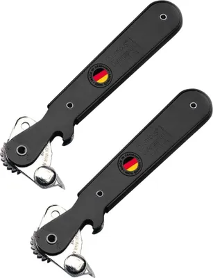 Produktbild von Dosenöffner mit Flaschenöffner - Ergonomisch und Langlebig - 2 Stück - Schwarz/Rot/Silber - Stahl
