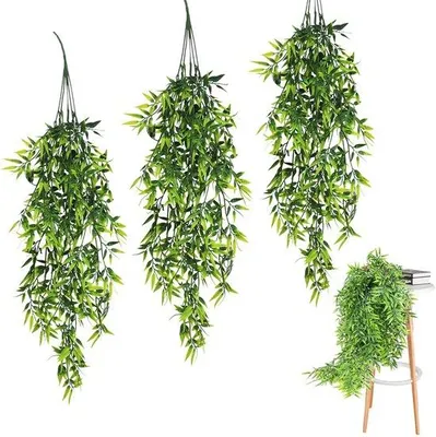 Zdjęcie produktu dla Zielona dekoracja z liści bambusa – zestaw 4 sztuk – tworzywo sztuczne – 83 cm
