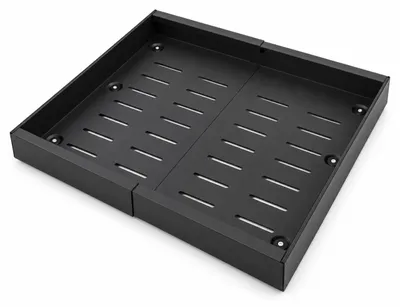 Produktbild von Relaxdays Teleskopschublade, 2er Pack, HxBxT: 7,5 x 31-52 x 42 cm, zum Kleben, Metall, verstellbar, ausziehbar, schwarz, KI-generiertes Bild