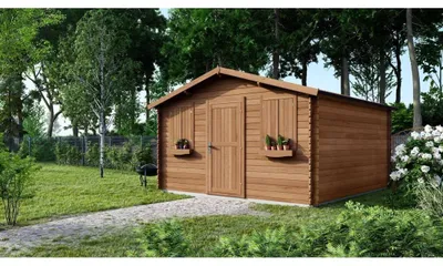 Image de Abri de jardin en bois - 16m2 - 4x4m - Traité - Ep. 28mm - Couleur: marron - DOM144 - ALTANKA