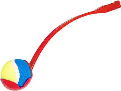 Produktbild von Ballenwerfer für Hunde - Interaktives Spielzeug für draußen mit Tennisball - 65 x 10 x 10 cm