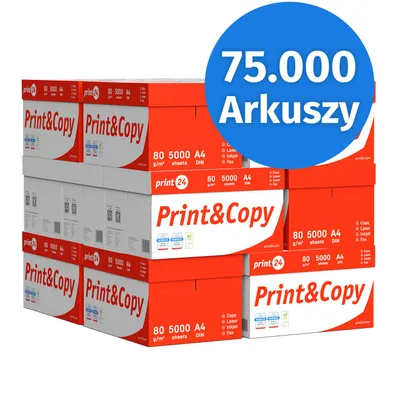 Zdjęcie produktu dla print24 Drukarki Papier Papier do kopiowania 75000 arkuszy 150 x 500 A4 80g Premium White Certyfikat PEFC