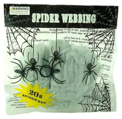 Produktbild von Weißes Spinnennetz 20g, schwer entflammbar, für Halloween, Gruselpartys und Dekoration