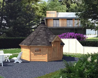 Produktbild von Grillkota Palmako Eva 11,4 m² inkl. Fußboden 419 x 419 cm tauchgrundiert braun