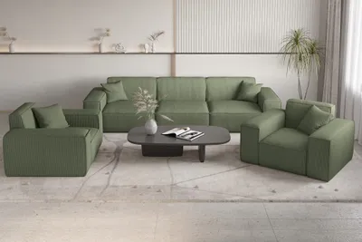 Produktbild von Sofaset Designersofa CELES PREMIUM 3-1-1 in Stoff Scala Forest
