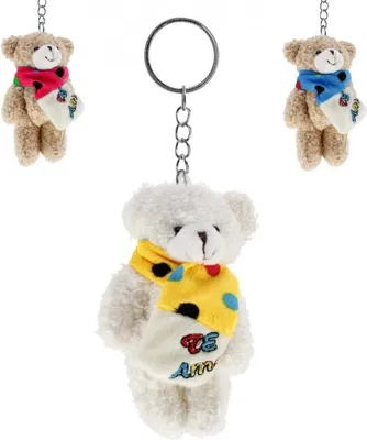 Produktbild von Teddybär Plüsch Schlüsselanhänger mit Schal 13cm Midex