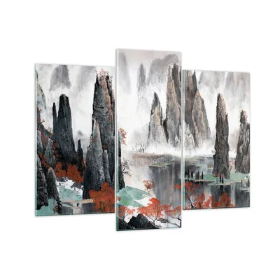 Produktbild von Bilder auf glas - Berge Märchen Nebel - 130x100cm - Glasbilder - Wandbilder - Kunstdruck - zum Aufhängen bereit - Wanddekoration aus Glas - Glas Bilder - Wandbild auf Glas - 3 Teile - GCB130x100-3887