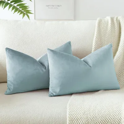 Zdjęcie produktu dla Zestaw 2 poszewek na poduszki z aksamitu, 40x60 cm, kolor: cyjan