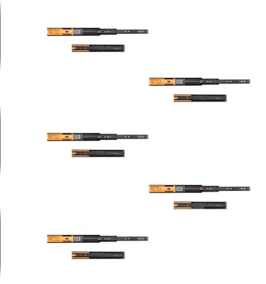 Produktbild von Emuca 5er Satz Kugelführungen, Höhe 45mm, Tiefe 300mm, Vollauszug, mit Schließautomatik, Schwarz