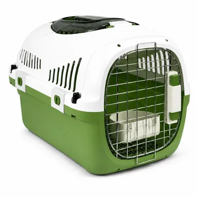 Produktbild von SNOEKIE Katzen Transportbox mit 2 Öffnungen，Haustierbox für Katzen & kleine Hunde Grün