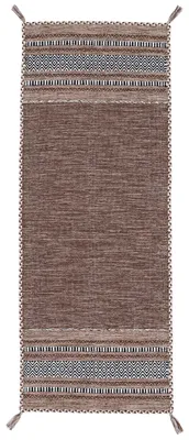 Produktbild von Flachgewebeteppich Kelim Azizi Läufer Braun 80x300 cm | Moderner Teppich für Wohn- und Schlafzimmer