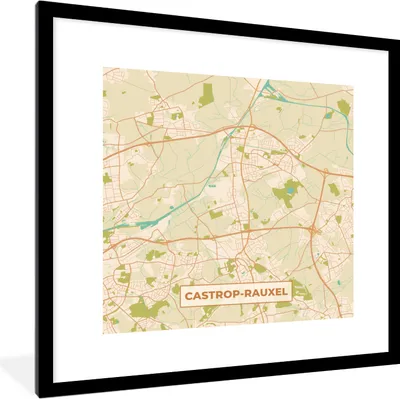 Produktbild von MuchoWow® Gerahmtes Poster Castrop-Rauxel - Karte - Stadtplan - Vintage 40x40 cm - Poster mit Schwarzem Bilderrahmen Wandposter Rahmen Foto Bilder - Poster - Plakat im Rahmen