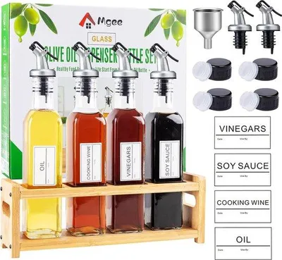 Produktbild von Famanu Essig- und Ölspender-Set - Elegantes Design aus Glas und Edelstahl