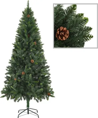 Image de vidaXL Arbre de Noël artificiel avec éclairage & boules Vert 210 cm