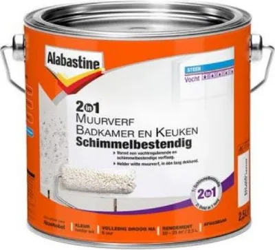 Productafbeelding van 2in1 muurverf badkamer en keuken 2,5l Alabastine