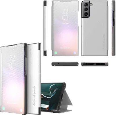 Obrázok produktu pre Pre Samsung Galaxy S21 FE Carbon Smart View Cover Case White Puzdrá na mobilné telefóny