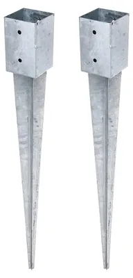 Produktbild von Alberts Einschlag-Bodenhülse | für Rund- oder Vierkantholzpfosten | feuerverzinkt | 91 x 91 mm | Gesamtlänge 900 mm | 2er Set