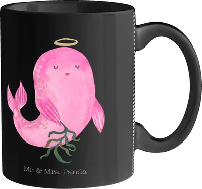 Produktbild von Mr. & Mrs. Panda Tasse Sternzeichen Jungfrau - Schwarz - Geschenk, Motivtasse, Kaffeetasse, kaffeebecher keramik, Geburtstag August, Becher, Teetasse, Jungfer