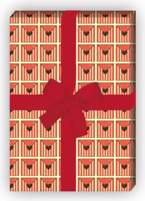 Produktbild von Rotes romantisches Geschenkpapier mit Herzen für Verliebte, Motiv1  - G11653, 32 x 48cm