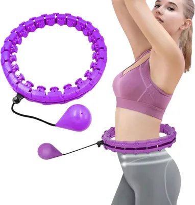 Produktbild von Smart Hula-Hoop-Reifen Nicht Fallen, 24 Knoten, Bauch Fitness Hula Hoops für Erwachsene, Kinder, 2 in 1 Fitness und Massage Sport Yoga Indoor Lila