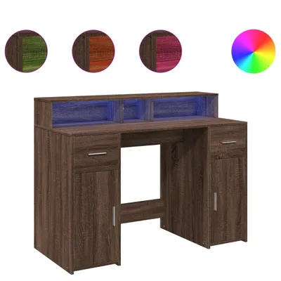 Obrázok produktu pre vidaXL LED stôl hnedý dubový vzhľad 120x55x91 materiál na báze dreva