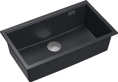 Obrázok produktu pre QUADRON Drez 1-drezový drez | Rozmery: 70 x 37 x 23,5 cm | LOGAN 110 | Kuchynský drez Granitový drez z GraniteQ so sifónom | Čierna + oceľ PVD