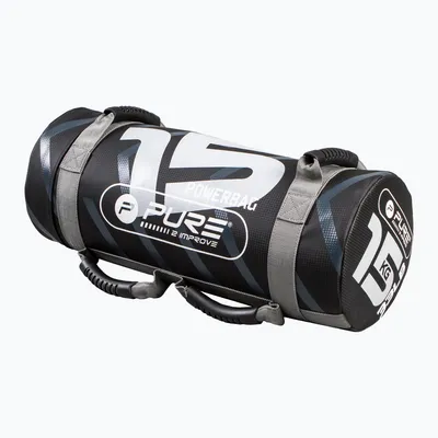 Obrázek produktu pro Pure2Improve Power Bag 15 kg, černá/šedá, pogumované rukojeti, materiál odolný proti roztržení, zátěžový vak Fitness Bag Sandbag pro funkční trénink Fitness, síla, vytrvalostní trénink