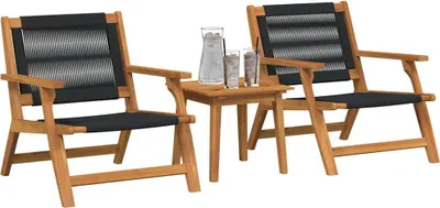 Produktbild von vidaXL Gartenstühle mit Tisch 3 pcs Schwarz Massivholz Akazie