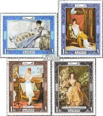 Produktbild von Briefmarken Ajman 1969 Mi 430A-433A (kompl.Ausg.) gestempelt Gemälde: Frauenbildnisse