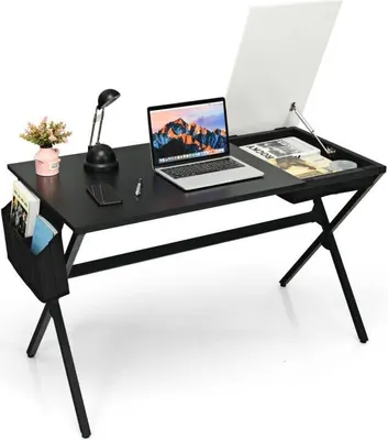 Immagine prodotto di Scrivania COSTWAY con piano pieghevole, spazio di archiviazione nascosto e tasca laterale, tavolo da lavoro per computer 120x60x73,5 cm