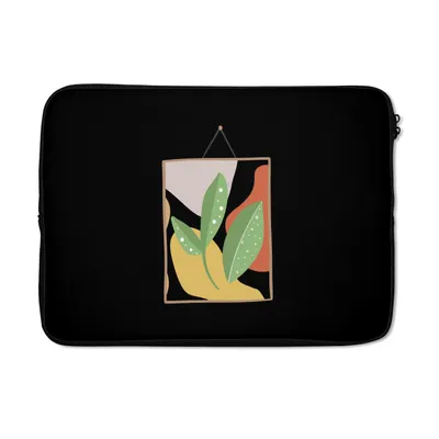 Produktbild von MuchoWow® Laptop Hülle 13 Zoll Pflanze - Blätter - Rahmen - Pastell Laptoptasche - Laptophülle - Sleeve - Rundumschutz
