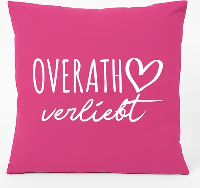 Produktbild von Huuraa Kissen Overath verliebt 40x40cm mit Füllung Fuchsia Baumwolle Dekokissen Geschenkidee