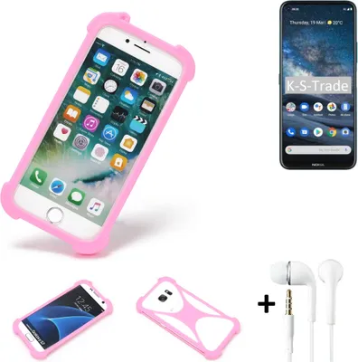 Produktbild von K-S-Trade Bumper + Kopfhörer kompatibel mit Nokia 8.3 5G Handy Hülle Schutzhülle Silikon Schutz Hülle Cover Case Silikoncase Silikonbumper TPU