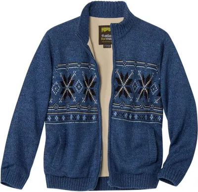 Productafbeelding van Heren gebreid vest met rits, gevoerd met fleece, maten M tot 5XL