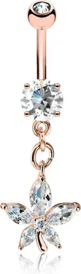 Produktbild von Bauchnabelpiercing Piercing Blume Blüte Zirkonia Kristalle Nabelpiercing Bananabell Autiga® rosegold