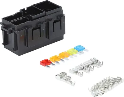 Image de Boîte de relais de fusibles Kit de bloc universel Support résistant à la chaleur Support de relais à 2 fentes Support à 6 fentes ATC ATO avec 5 fusibles 12V