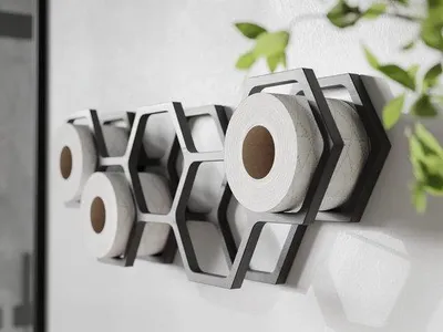 Produktbild von Famanu Toilettenpapierhalter - Holzregal für Standardrollen