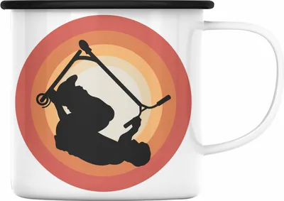 Produktbild von Trendation - Scooter Roller Fahrer Geschenk Emaille Tasse Scooterfahrer Geschenkidee Scooting Geschenkidee Jungs Profi Scooterfahrer Pro (Schwarz)