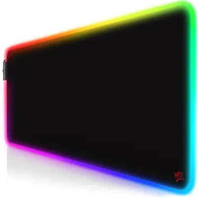 Imagen del producto de Alfombrilla para ratón de juego Titanwolf RGB, tamaño XL (800 x 300 mm), mejora la precisión y la velocidad, con emblema rojo