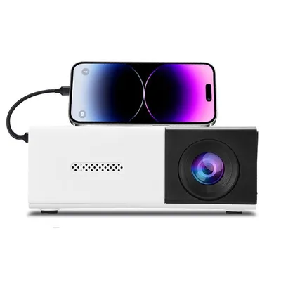 Produktbild von ZELURXX Mini Beamer tragbar 1080P, kabellos, USB, LED Projektor, Bildschirmübertragung, kompakt, Schwarz-Weiß