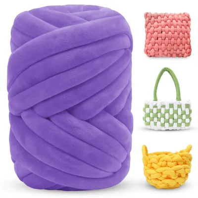 Immagine prodotto di Lana per uncinetto, 500 grammi, colore viola. Filato spesso, ideale per principianti. Adatto per coperte, borse e altri progetti