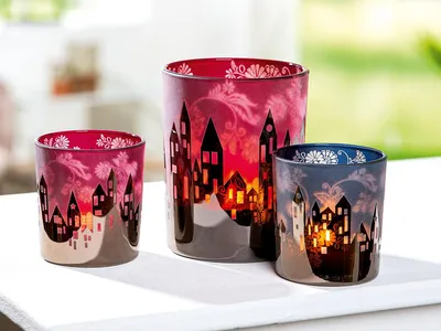 Produktbild von Gilde Glas Windlicht "Haus Silhouette" VE8 so 27661