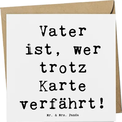 Produktbild von Mr. & Mrs. Panda Grußkarte Spruch Vater Abenteuer - Weiß - Geschenk, Glückwunschkarte, anlasskarte, faltkarte, humorvolle Geschenke, Reisen, Geburtstage, Klappkarte