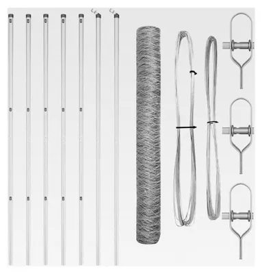 Produktbild von Zaunpfosten Silber 10 x 1,4 m (50 mm Maschen) Stahl Gartenzaun für Hundezaun, Weidezaun, Gartenzaun und Hühnerzaun